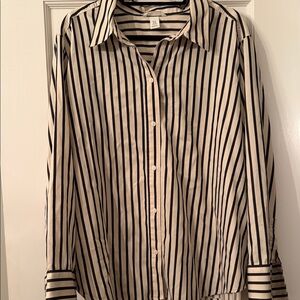 H&M Black and White Striped Casual Shirt